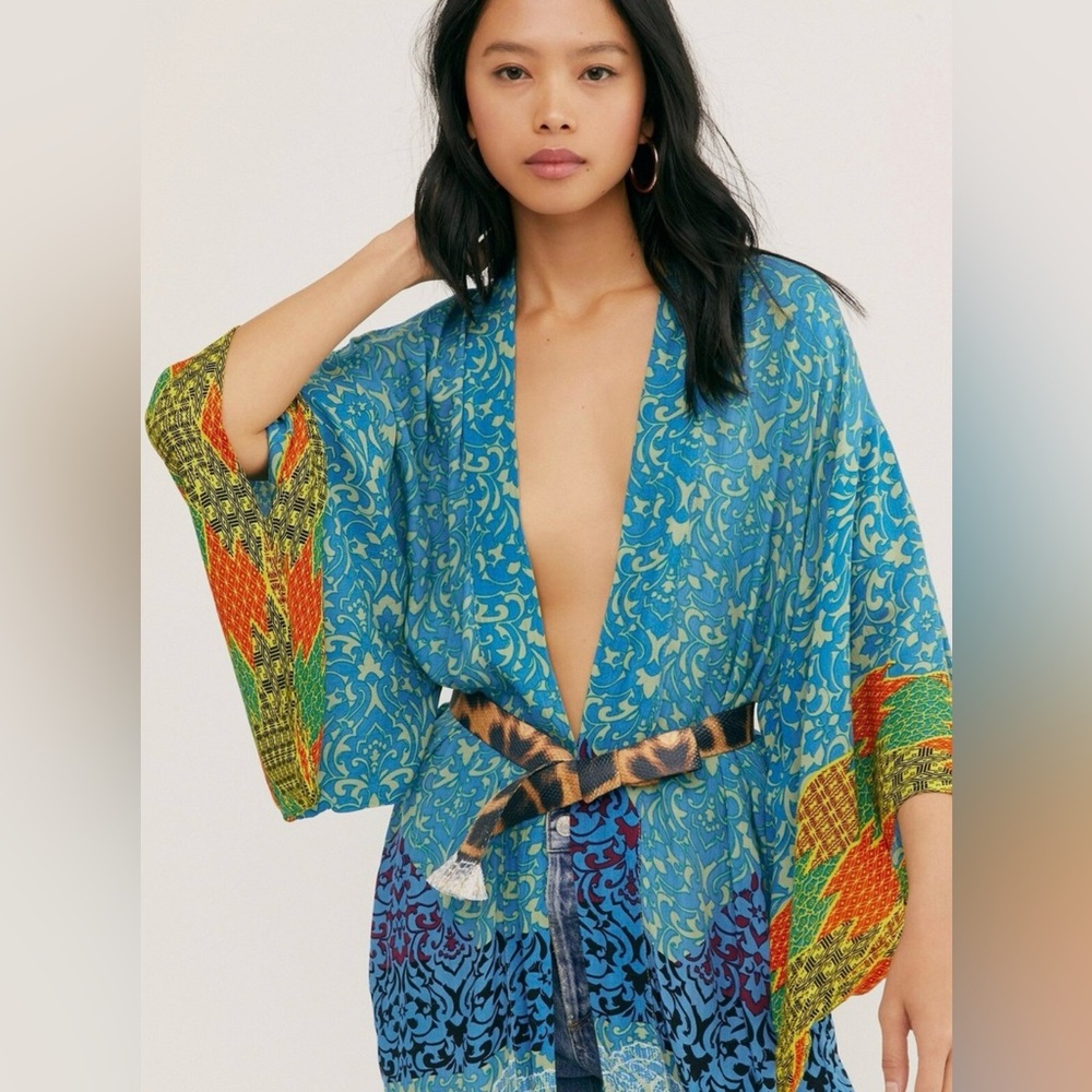Free People Seven Wonders Maxi Kimono Duster Blue Size OS (one size) - Picture 4 of 11